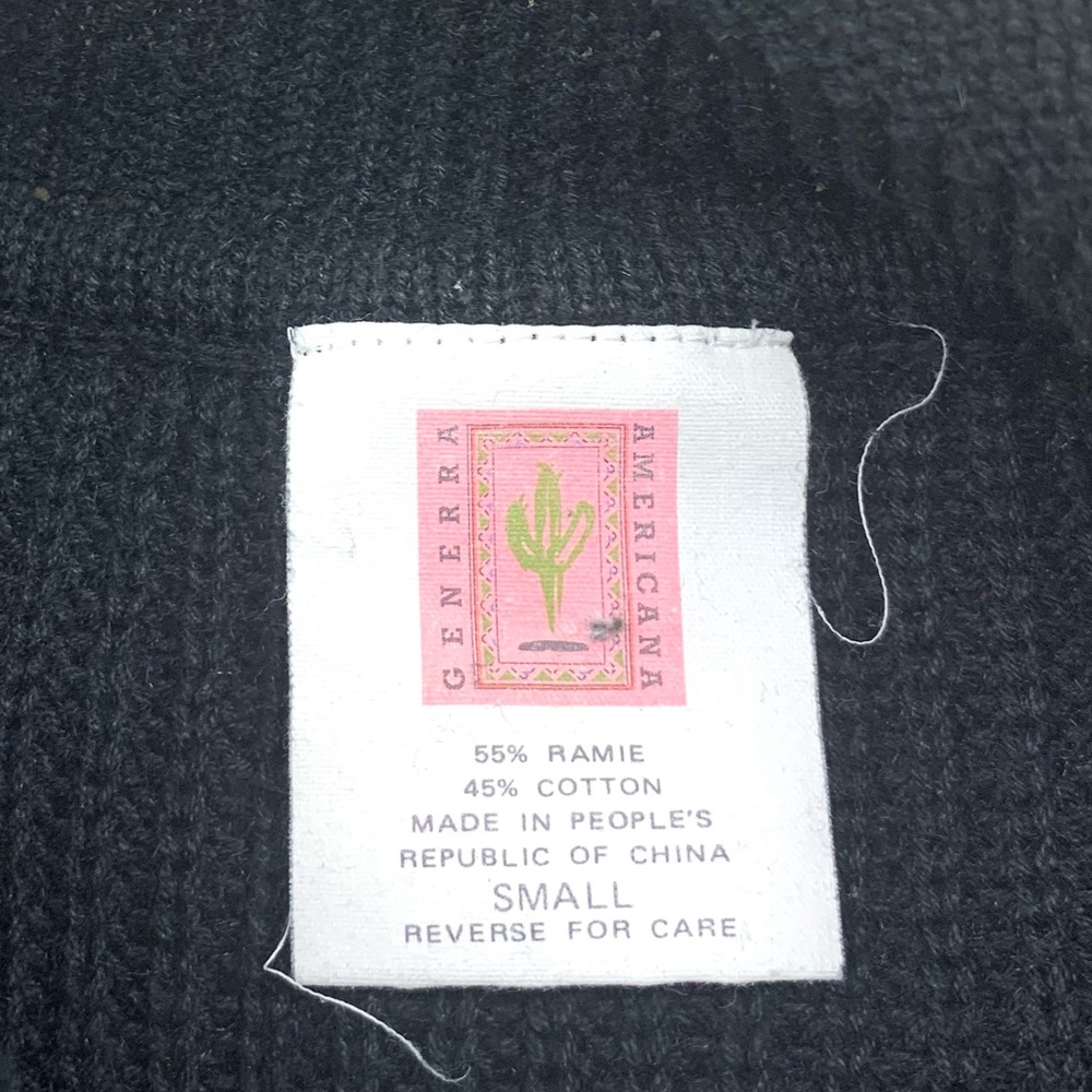 Vintage 80s 90s Generra Americana Black Lime Green Cactus Rolled Neck Sweater - Picture 3 of 4
